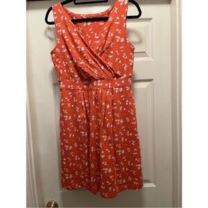 Lands' End Orange Floral Mini Dress